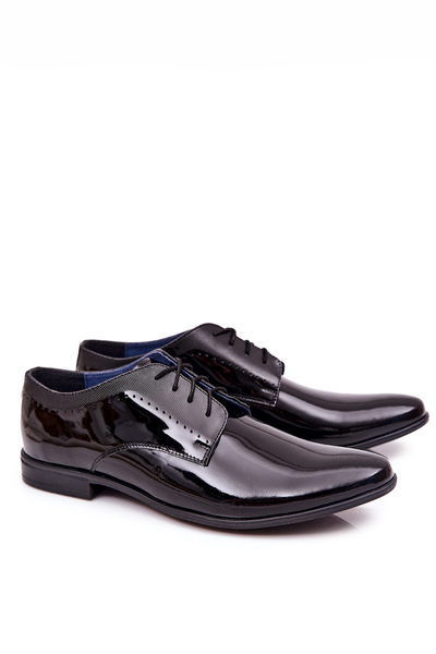 Elegant Lacquered Leather Bednarek Shoes 724 Black