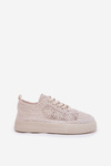 Ladies Perforated Sneakers On Platform Light Beige Aranelith