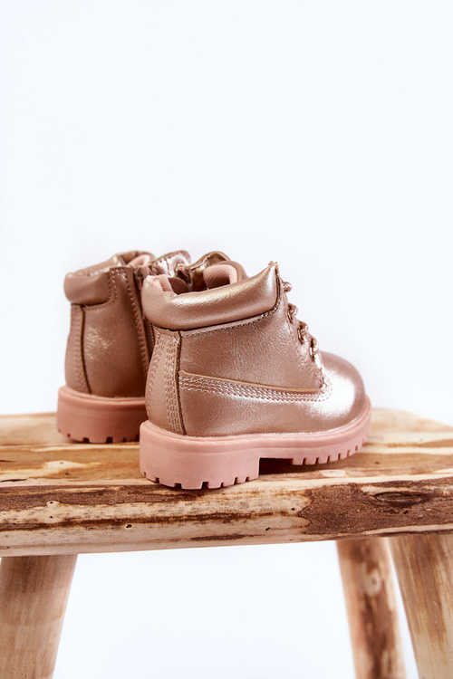 Kids Trappers Boots Gold Pink Dexter