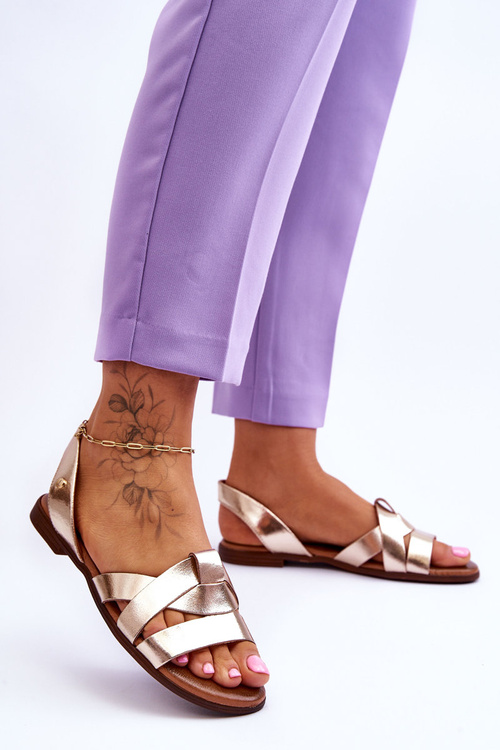 Zazoo 40185 Comfortable Leather Slip-On Sandals Gold