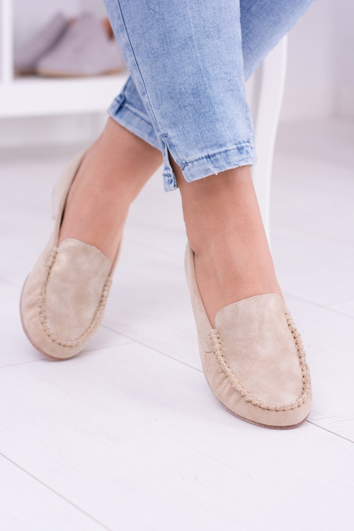 Sergio Leone Women's Beige Winted Moccasins