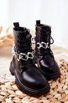 Children's Boots With Chain Black Moci
