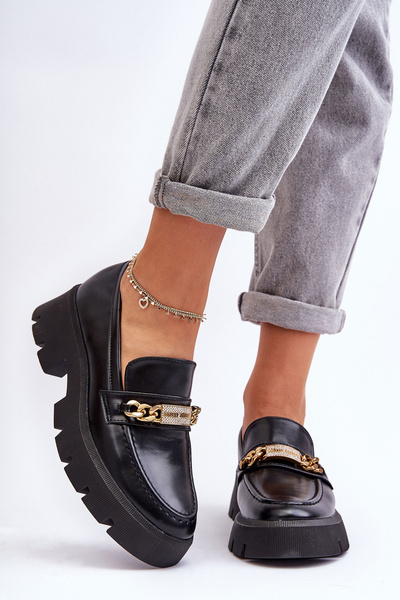 Classic Moccasins on a Chunky Platform Black Catch Me!