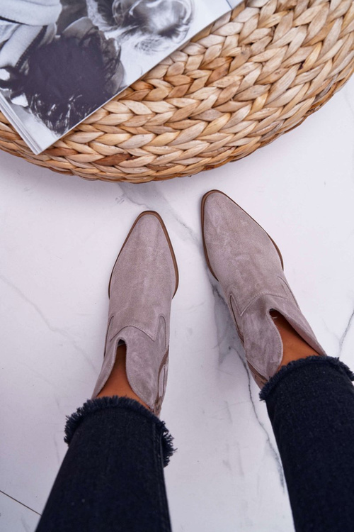 Women's Heeled Boots Leather Suede Bright Cappuccino Nicole 2433