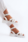 Women's White Eco Leather Strap Sandals Eladira