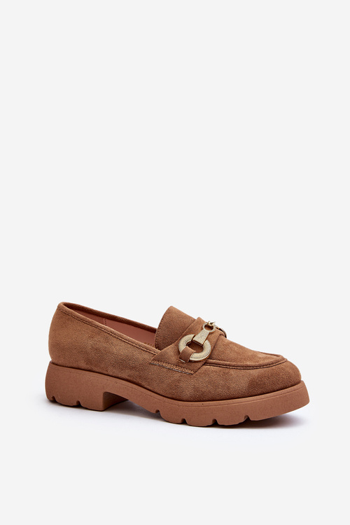 Women's Loafers with Decoration Camel Railenes