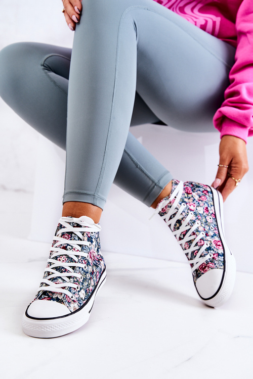 Trampki Wysokie Logo Kwiaty Zielone Nollie