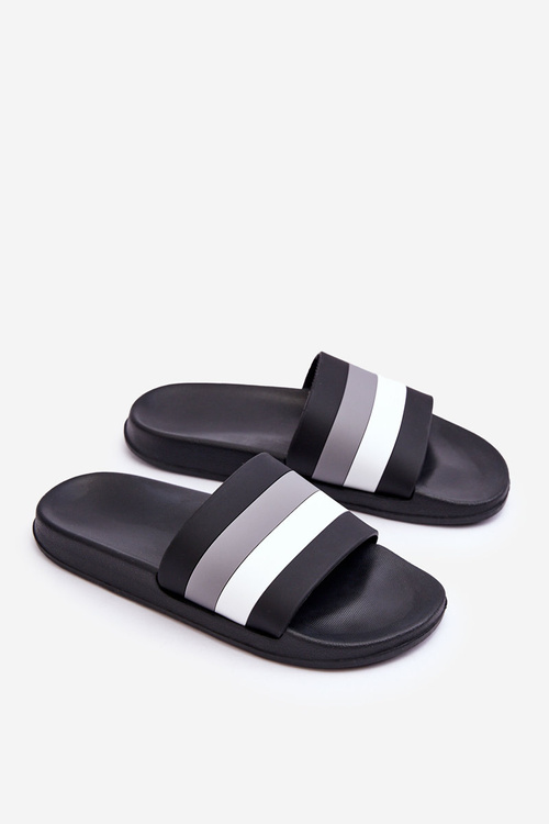 Women's Striped Slippers Black Vision