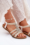 Women's Flat Sandals With Woven Straps Artiker 56C1323 White