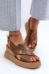 Women's sandals made of eco leather on platform and wedge copper Vaiara