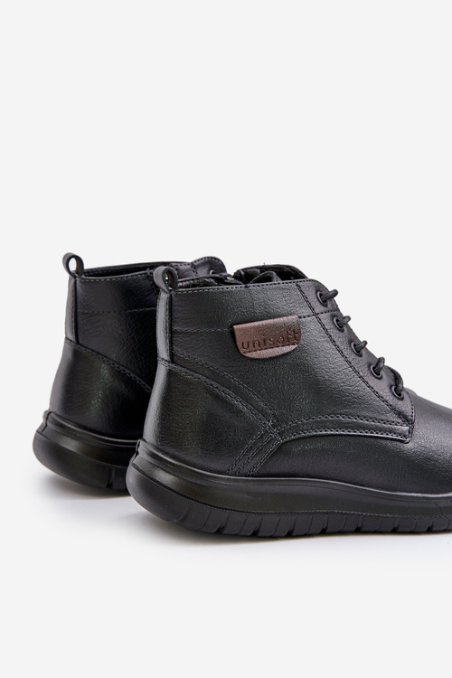 Men's Insulated Zippered Lace-Up Boots Black Hlimena