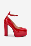 Lacquered High Heel And Platform Pumps Red Nianka