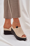 Platform And Wedge Sandals Eco Leather Beige Eridoria