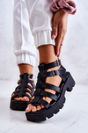 Sandały Modne Skóra Paseczki Czarne Minorite