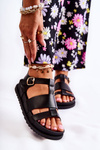 Leather Sandals On Platform Black Tessy