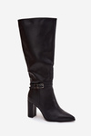 Women's Insulated Heeled Boots with Buckle Black Fionelle