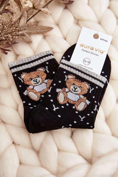 Women's Socks with Bear Black