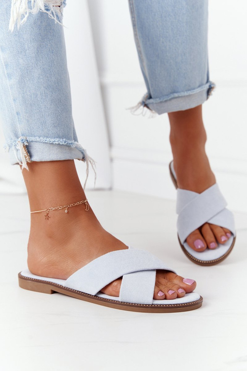 Women's Suede Slippers Light Blue Edesa