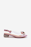 Transparent Low-Heeled Sandals with Pink Decoration D&A MR38-368
