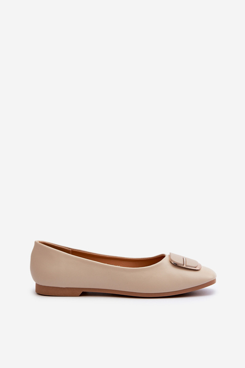 Women's Ballet Flats in Eco Leather with Ornament Beige Edoslli
