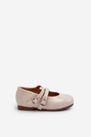 Beige Patent Leather Children's Ballerina Flats with Straps Margenis