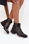Patent Leather Women's Ankle Boots Made of Genuine Leather with Low Heel D&A LZ52-960 Black