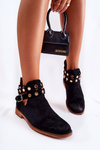 Women's boots with jets on a flat heel Black Larino