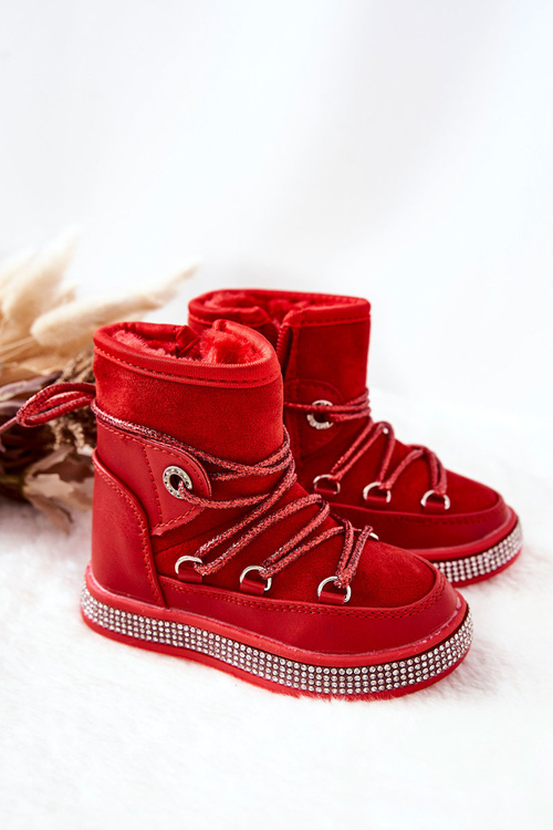 Children's Snowboots with Zircons Red Wellma