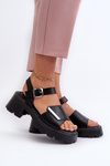 Women's Leather High Heel Sandals Vinceza 66627 Black