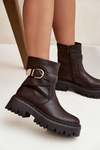 Insulated Women's Boots with Gold Buckle Chocolate Elanore