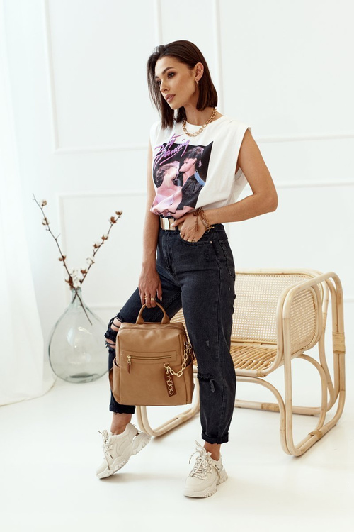 Women's Leather Backpack NOBO NBAG-K1800 Beige