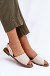 Women's sandals on flat heel eco leather beige Dereka