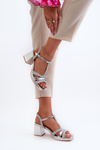 Women's Silver Faux Leather Heeled Sandals Lyana