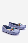 Women's Suede Loafers With Crystals Blue Lucille