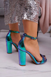 Women's Stiletto Sandals Iridescent Petrol Green Bipper