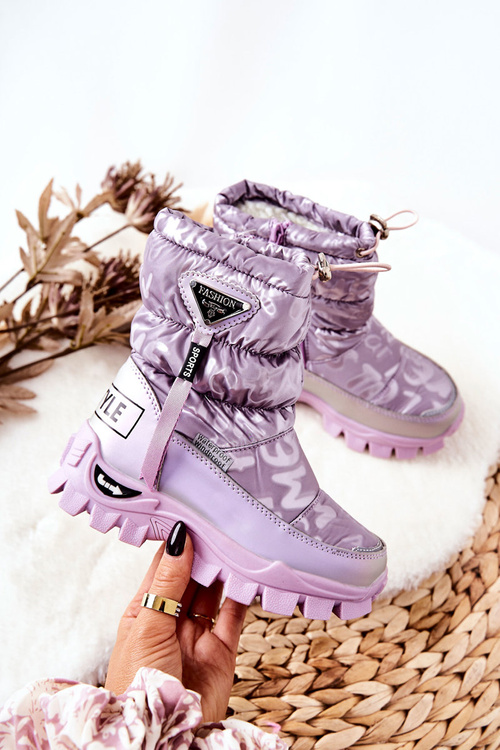 Children's Warm-up Snowboots with zip Purple Cleome