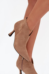 Low Women's Ankle Boots On Heel Eco Suede Beige Jolivra