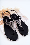Women's sandals flip-flops with ornaments Black Atlanta