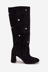 Women's insulated boots on a heel with decorative details black Lucinda