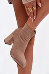 Women's ankle boots from eco suede with heel beige Karvella