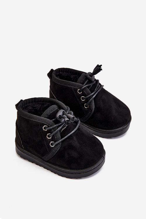 Children's Lace-up Snow Boots Insulated With Fur Black Hunter