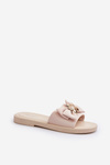 Women's Beige Slippers with Bow Arsicada
