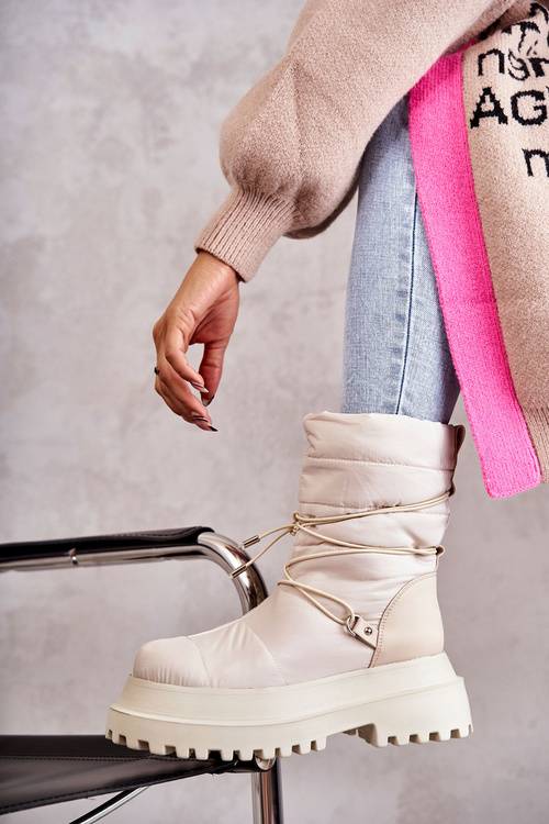 Women's Snow Boots On The Platform Beige Lilou