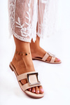 Women's Leather Slippers With Decoration Nude Roysa
