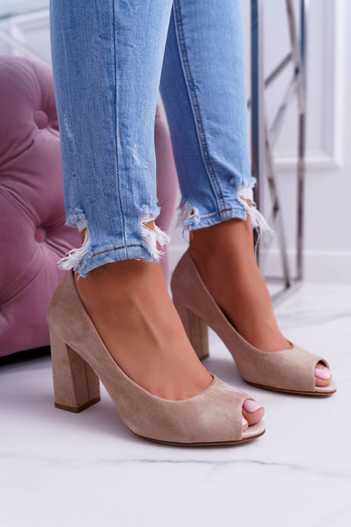 Women's Sergio Leone Uncovered Toe PB133 Beige Fans pumps