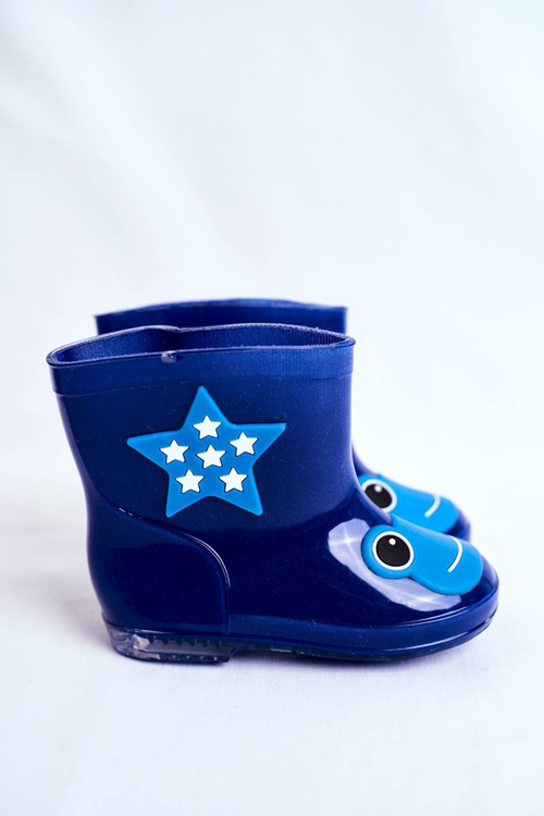 Children's Rubber Galoshes boots Navy Frog