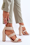 Leather Sandals High Heel Boots Beige Marren