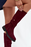 Women's Insulated Boots Flat Heel Eco Suede Bordeaux Delyssa