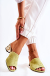 Women's Suede Slippers On Heel Green Perry