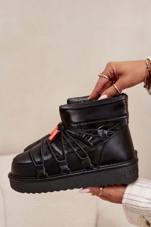 Damskie Śniegowce Ze Ściągaczem Na Platformie Czarne D.Franklin DFSH370020